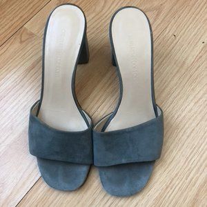 Creatures of Comfort Blue Suede Block Heel Mules